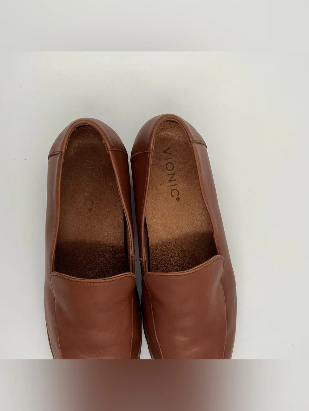 Vionic Women’s Kensley Slip On Flats Brown Nappa Leather Size 8 Comfort Preppy